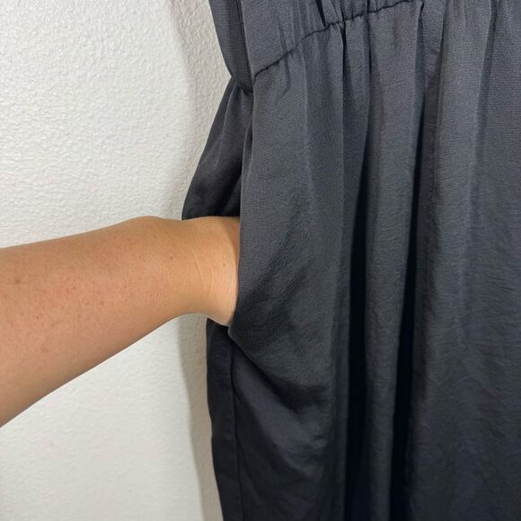 Maje Paulie Lace Trimmed Satin Jumpsuit Black Size 2 Medium Whimsigoth Romantic - Picture 3 of 7